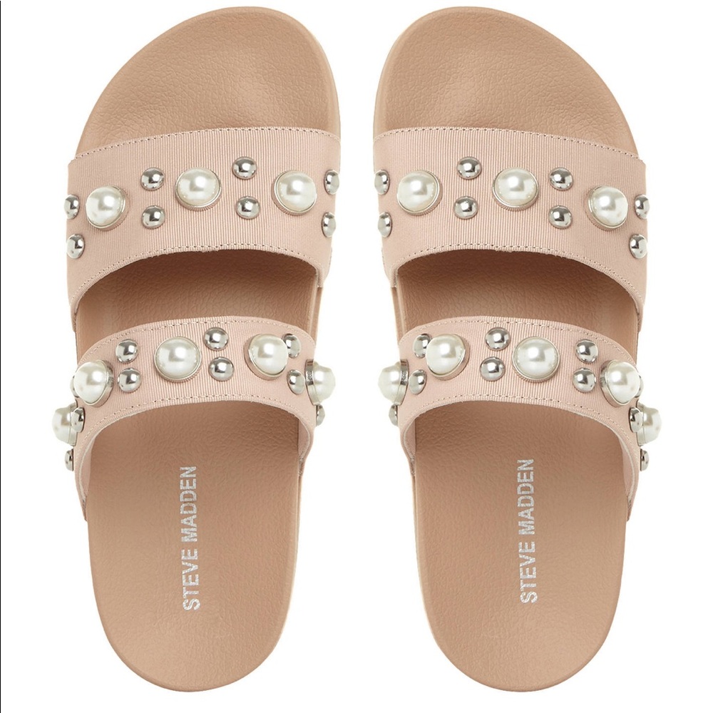Pearl and Stud Sliders: Steve Madden
